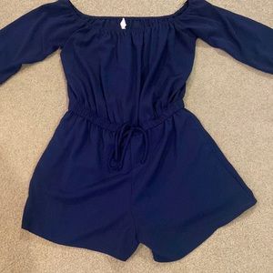 Women’s Navy Blue Off the Shoulder Romper